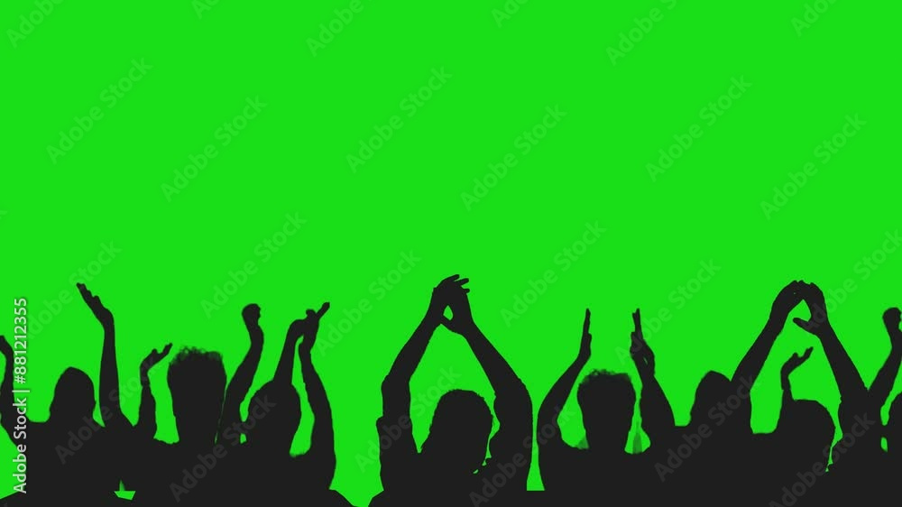 Animated silhouettes of cheering fans. Large crowd of people having fun, cheering, clapping at a concert, festival, or party. Crowd silhouette animation Animated silhouettes of cheering fans. Large crowd of people having fun, cheering, clapping at a concert, festival, or party. Crowd silhouette animation