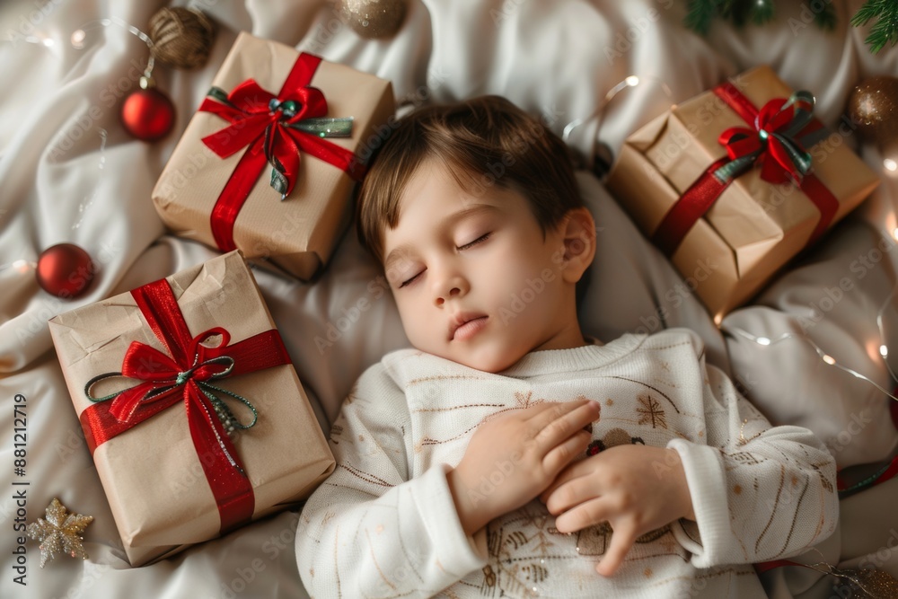 Sweet fantasy fills night young boy sleeps his mattress. Beautiful latin child lies repose embraced serene comfort. Tranquility of childhood sleep symbolizes untainted imagination. Sweet fantasy fills night young boy sleeps his mattress. Beautiful latin child lies repose embraced serene comfort. Tranquility of childhood sleep symbolizes untainted imagination.
