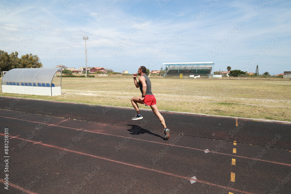 Fototapeta premium The Runner Sprint In The Athletic Track 
