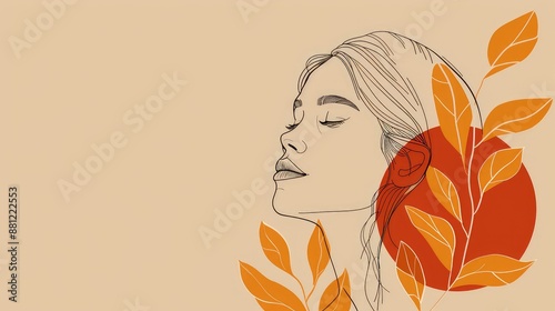 Elegant Female Silhouette Against Warm Toned Abstract Shapes