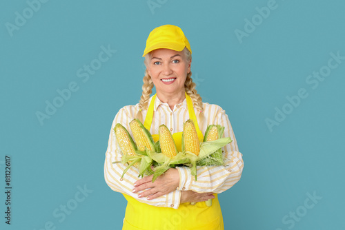 Mature female farmer with r...