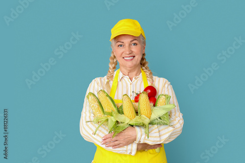 Mature female farmer with r...