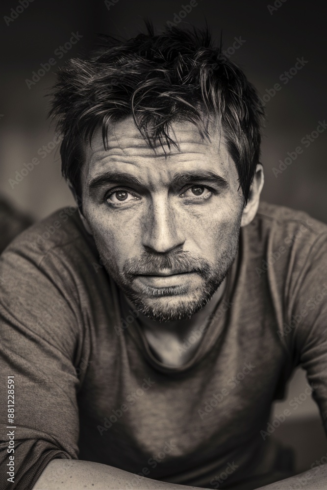 black and white portrait of a tired man black and white portrait of a tired man