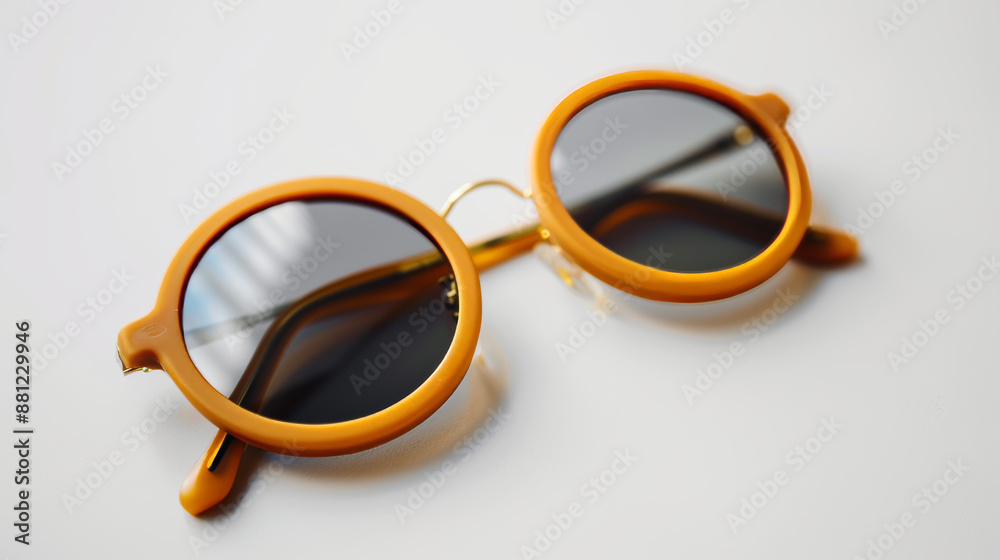 Fashionable, hip sunglasses with round frames. Latest collection, shown on a white background. Fashionable, hip sunglasses with round frames. Latest collection, shown on a white background.