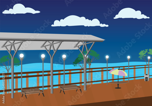 abstract beach cafeteria view vector