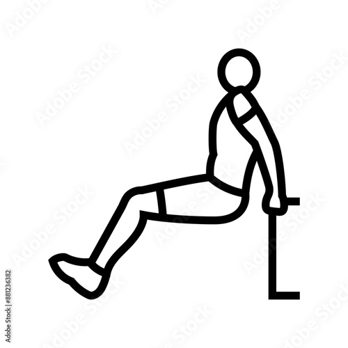 tricep dips arm fitness exercise line icon vector. tricep dips arm fitness exercise sign. isolated contour symbol black illustration