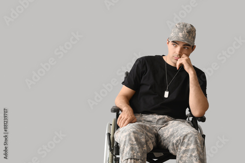 Thoughtful young military v...