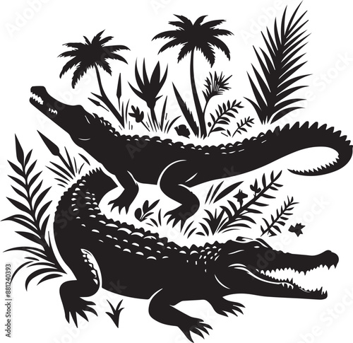 crocodile in a black