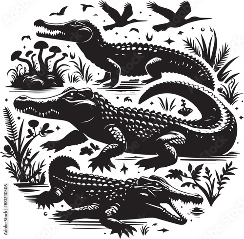 crocodile in a black