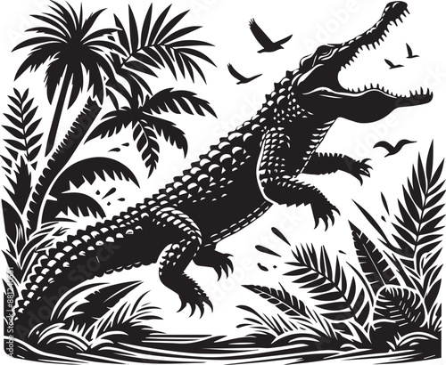crocodile in a black