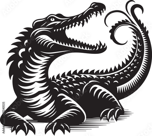 crocodile in a black