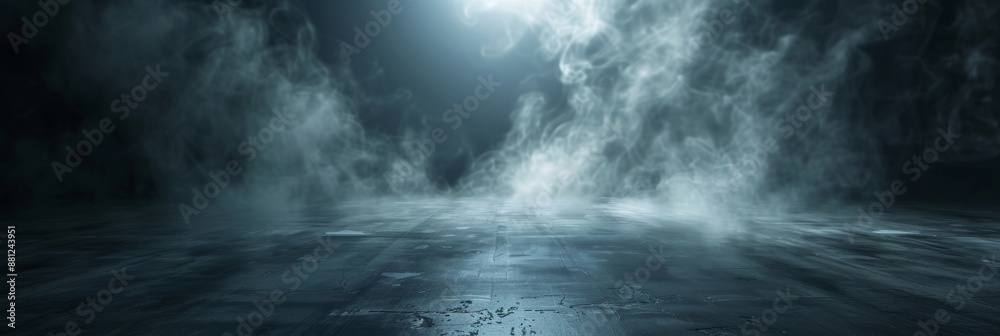 Fototapeta premium Background of smoke and light with a dark, mysterious atmosphere.