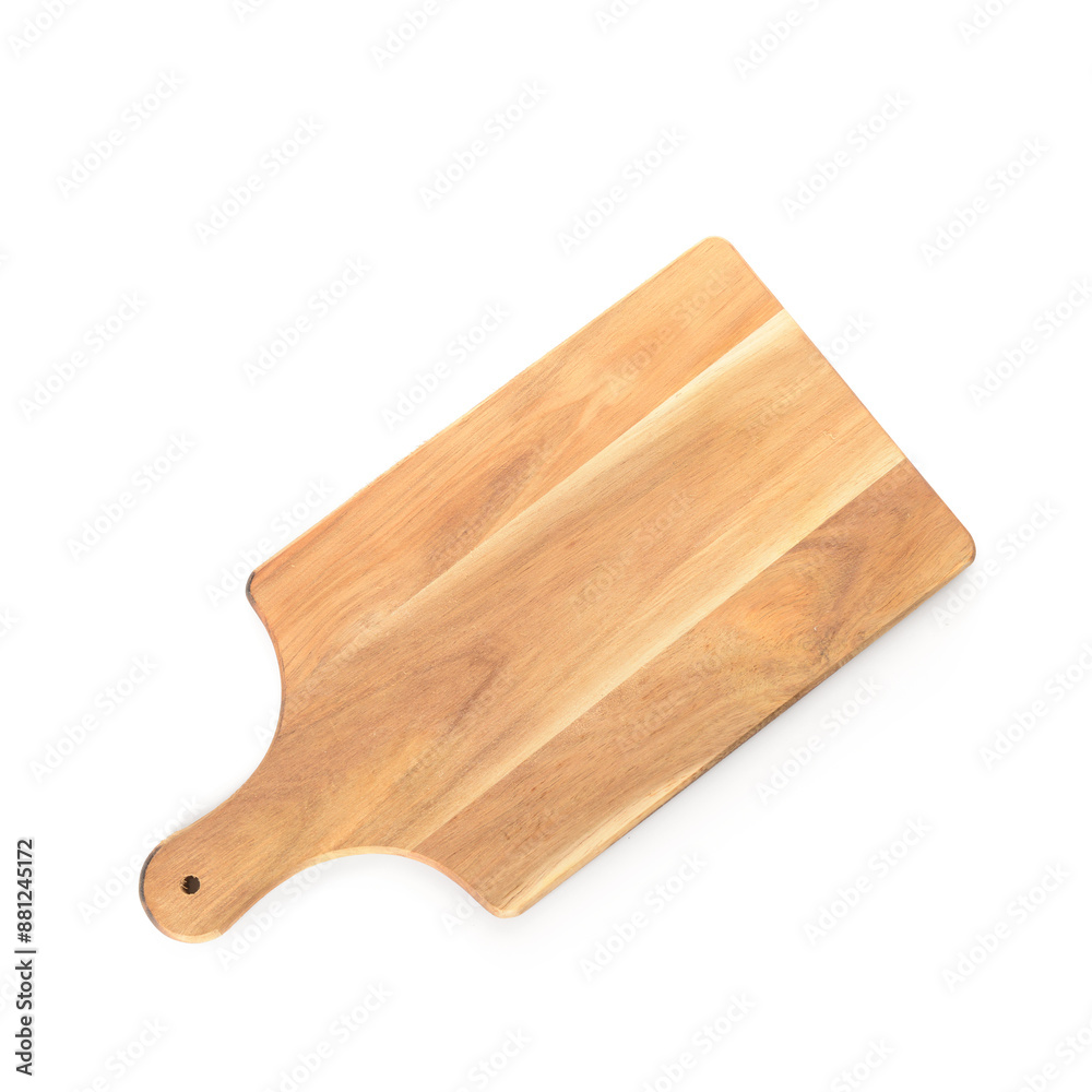 Clean wooden cutting board on white background. Top view Clean wooden cutting board on white background. Top view