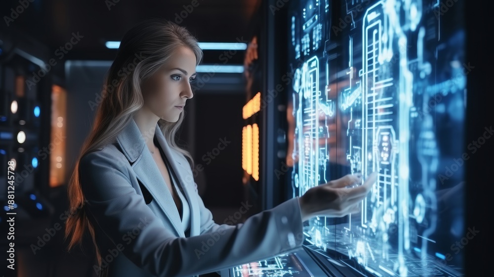 Ai in healthcare  doctor using virtual screen for advanced medical research in laboratory
