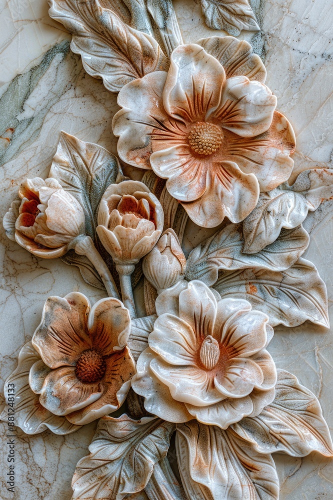 Floral arrangement on a marble surface Floral arrangement on a marble surface