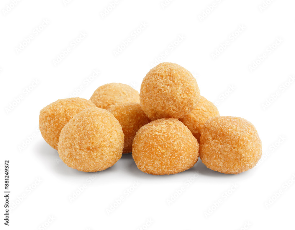 Tasty fried mozzarella balls in white background Tasty fried mozzarella balls in white background
