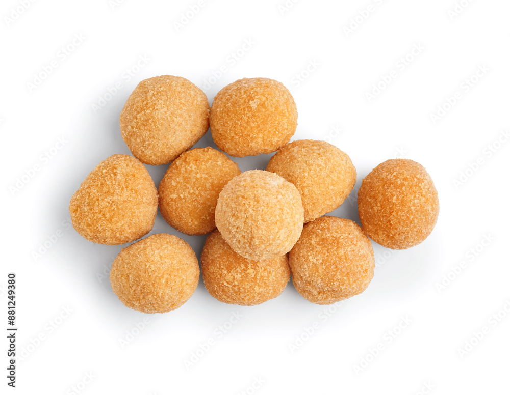 Tasty fried mozzarella balls in white background Tasty fried mozzarella balls in white background