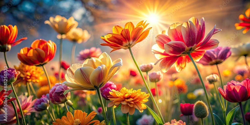 Vibrant flowers dancing in the breeze, warm sunlight casting long shadows, and delicate petals unfolding, epitomizing the unbridled energy and freedom of youth in a stunning visual masterpiece. Vibrant flowers dancing in the breeze, warm sunlight casting long shadows, and delicate petals unfolding, epitomizing the unbridled energy and freedom of youth in a stunning visual masterpiece.