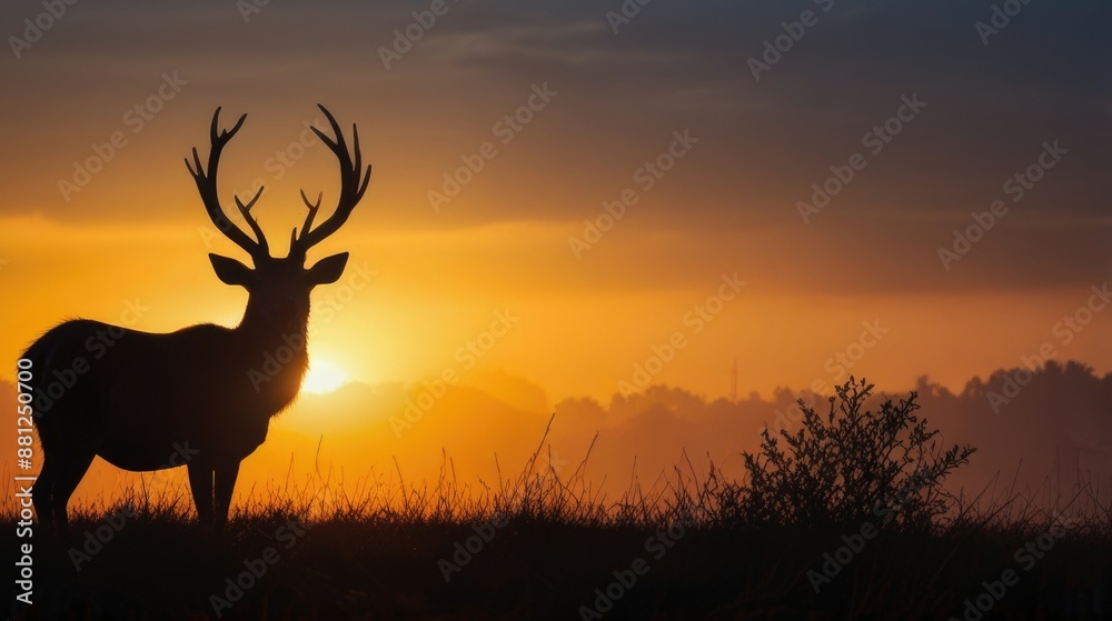Silhouette deer at sunset Silhouette deer at sunset