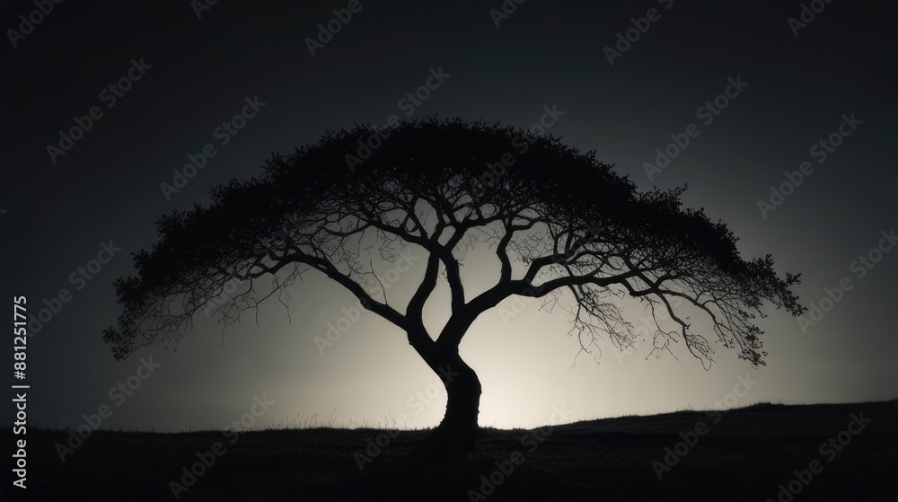 Silhouette tree at night Silhouette tree at night