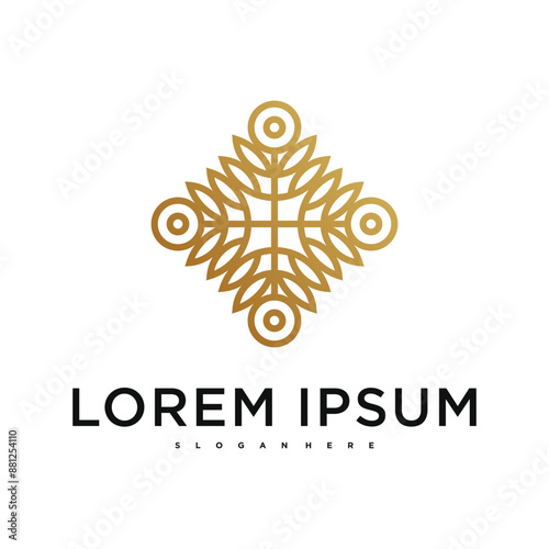 Luxury abstract flower logo design. Premium Vector