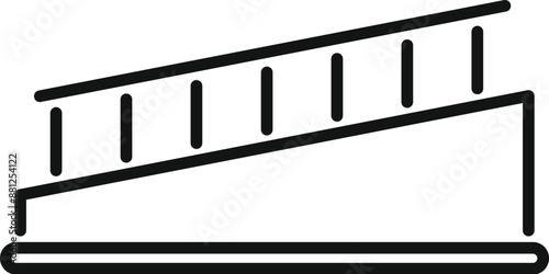 Black and white icon of an inclined plane, a simple machine used to move objects to a higher or lower level
