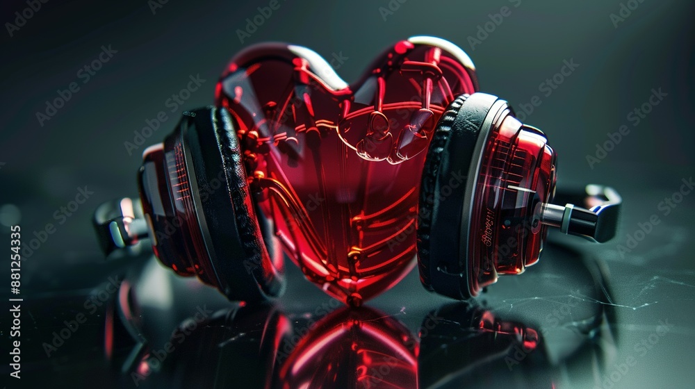 Music Lover's Heart with Headphones Music Lover's Heart with Headphones