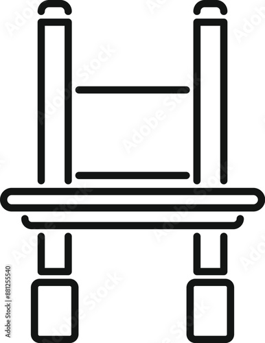 Black outline icon of a stepladder standing on a white background