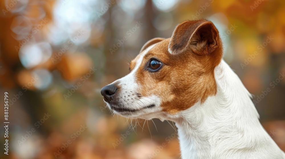 Jack Russel Terrier dog outside with empty space Jack Russel Terrier dog outside with empty space