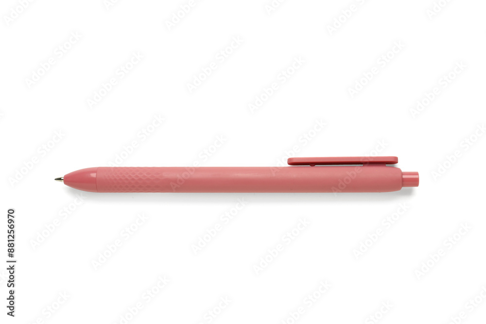 Pink ballpoint pen on white background Pink ballpoint pen on white background