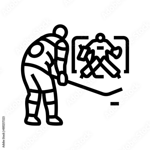 shootout ice hockey sport line icon vector. shootout ice hockey sport sign. isolated contour symbol black illustration