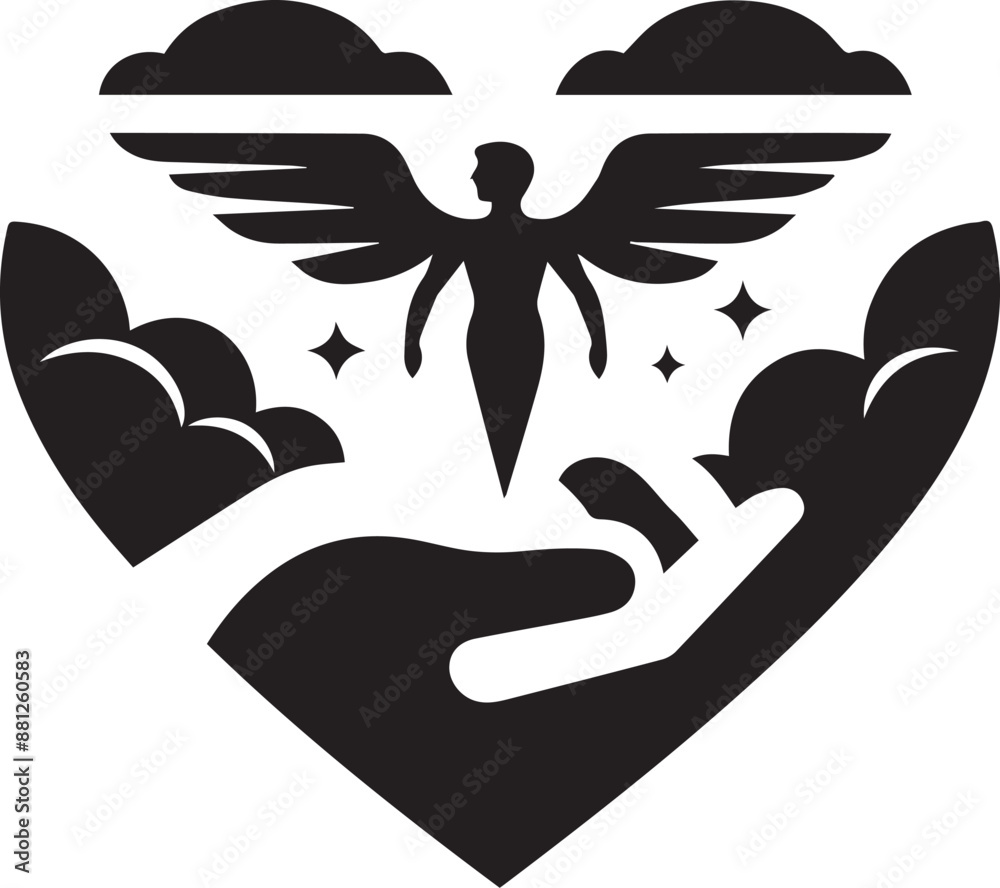 silhouette of a couple with heart silhouette of a couple with heart