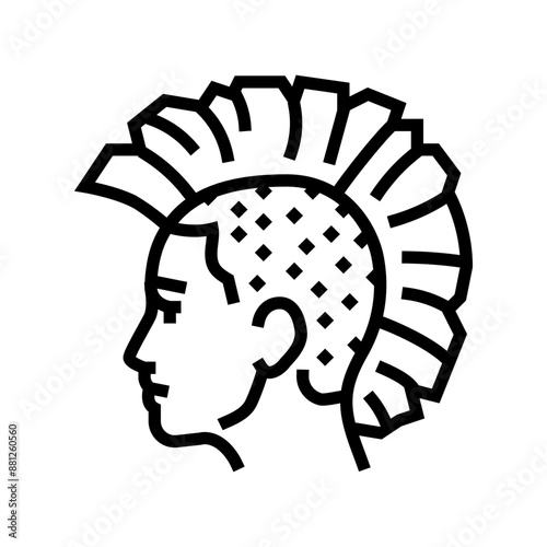 mohawk hairstyle subculture style line icon vector. mohawk hairstyle subculture style sign. isolated contour symbol black illustration