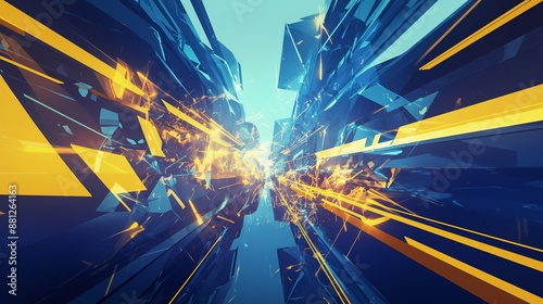 青と黄色のネオントンネルテクスチャー4