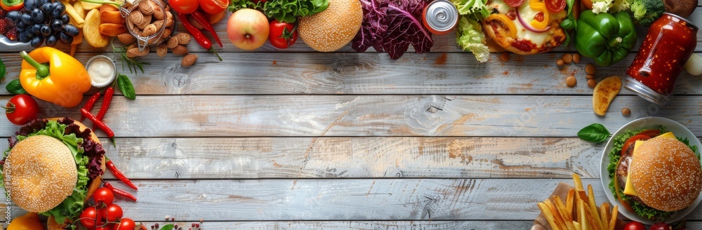 Fresh juicy vegetables, fruits and foods on white background, food background, perfect for recipe websites, cooking schools,home food concept, copy space, place for text Fresh juicy vegetables, fruits and foods on white background, food background, perfect for recipe websites, cooking schools,home food concept, copy space, place for text