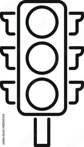 Simple black and white icon of a traffic light regulating the flow of traffic