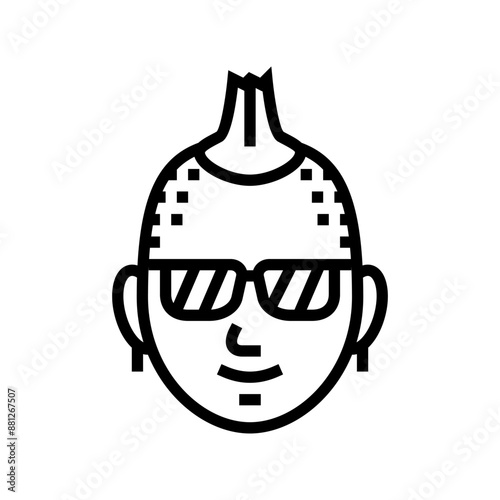 kid boy punk subculture style line icon vector. kid boy punk subculture style sign. isolated contour symbol black illustration