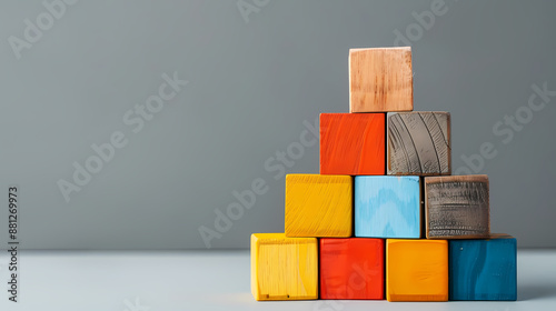 Colorful wooden building blocks
