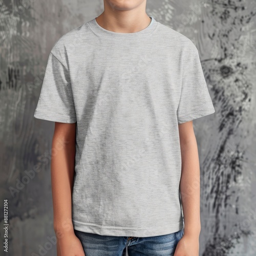mockup ash grey tshirt youth Job ID: generative ai