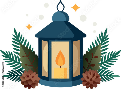 Festive lantern with pine branches