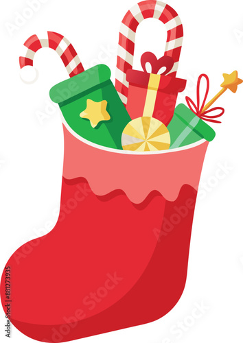 Christmas stocking filled with candy canes