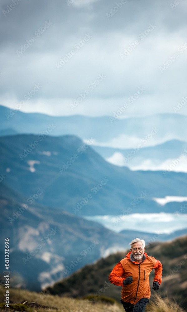 Naklejka premium Senior man going for a run