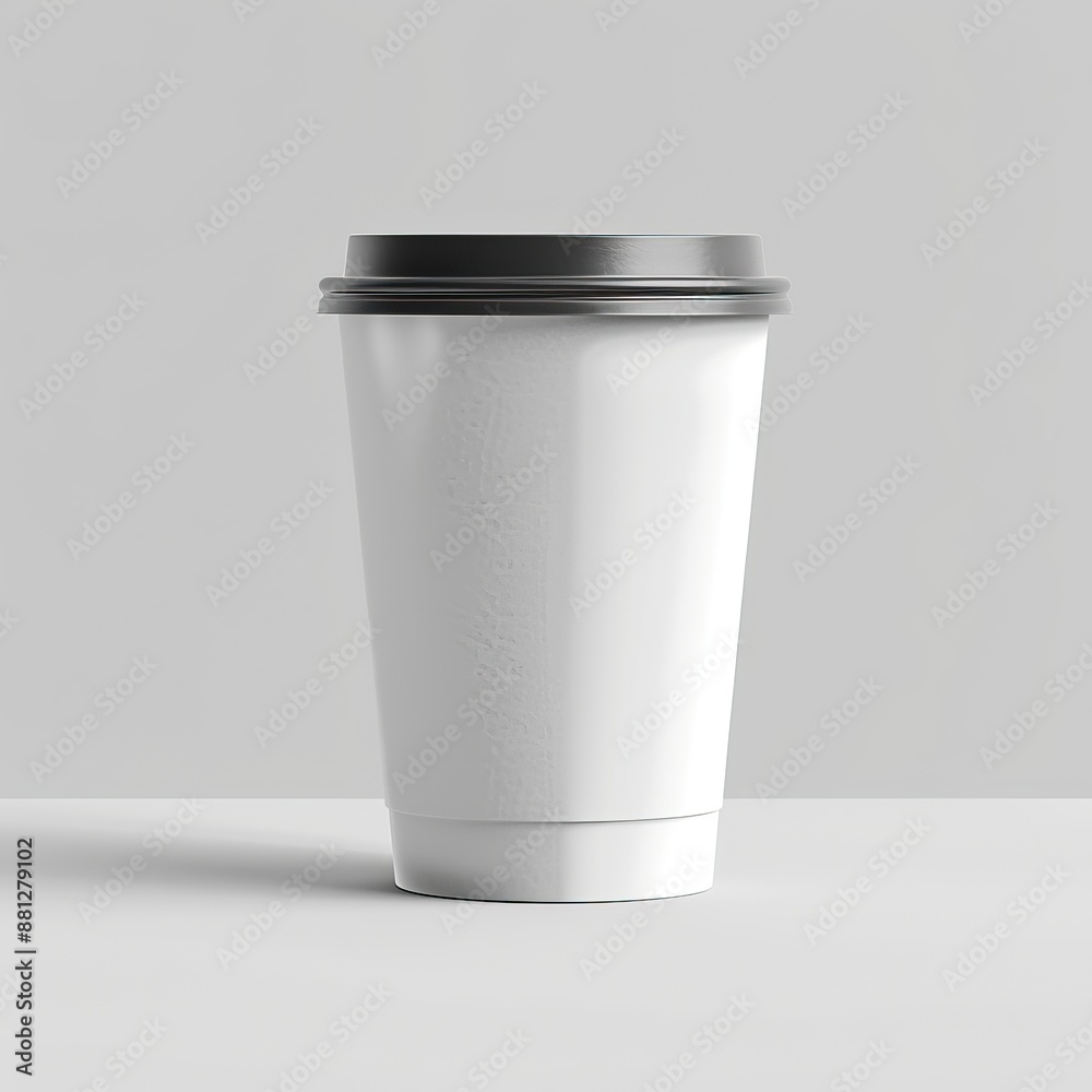 product photo of white paper coffe cup mockup with plastic lid, simple background Job ID: generative ai product photo of white paper coffe cup mockup with plastic lid, simple background Job ID: generative ai