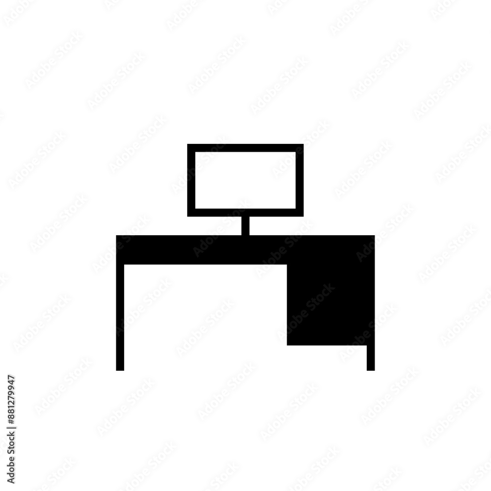 Computer table icon in vector isolated on white Computer table icon in vector isolated on white