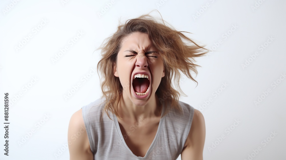 Woman Shouting with Passion and Excitement