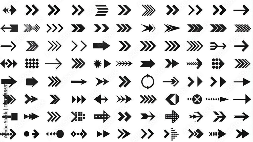 Arrows set of 100 black icons. Arrow icon. Arrow vector collection ...