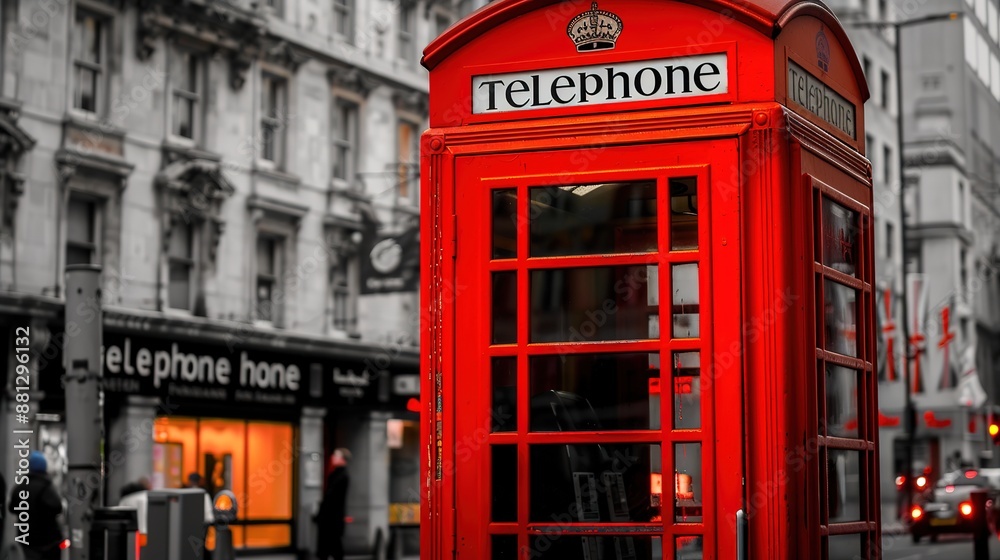 Red Phone Booth with Red Phone Booth with