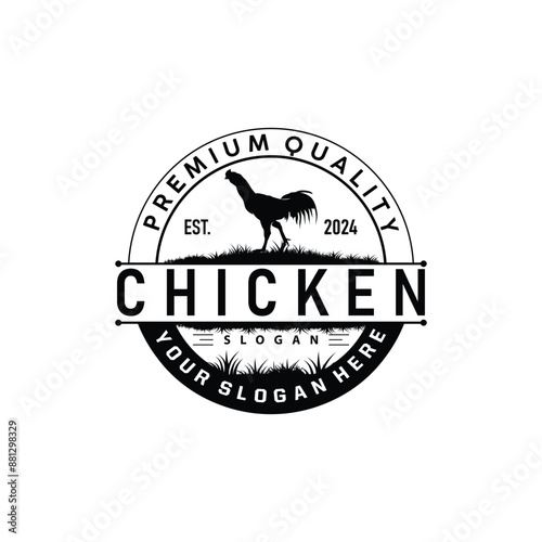 Chicken Logo, For Roast Chicken Restaurant, Farm Vector, Simple Minimalist Design For Restaurant Food Business