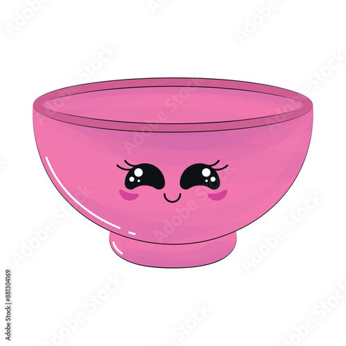 Happy empty food bowl Character cartoon Vector illustration