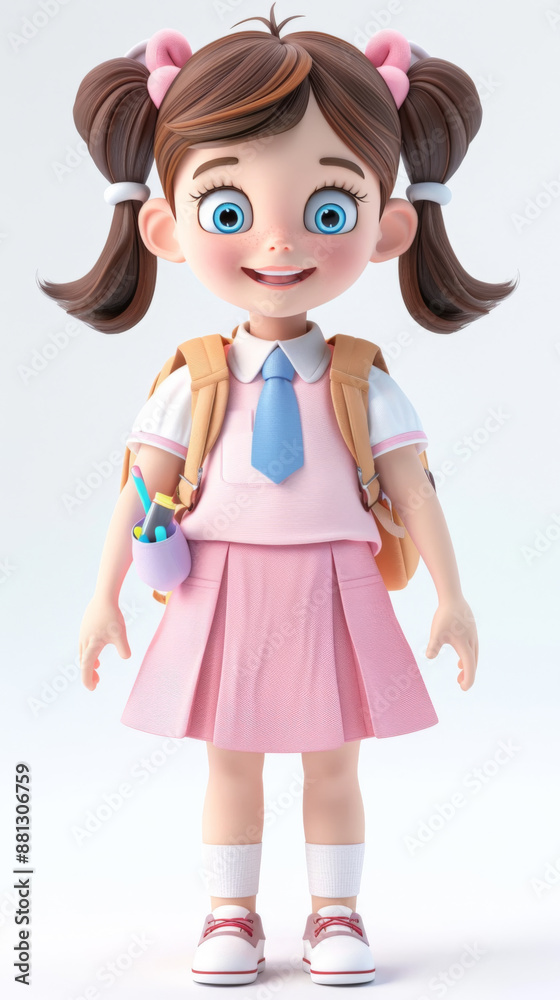 Cheerful Schoolgirl with Backpack Cheerful Schoolgirl with Backpack